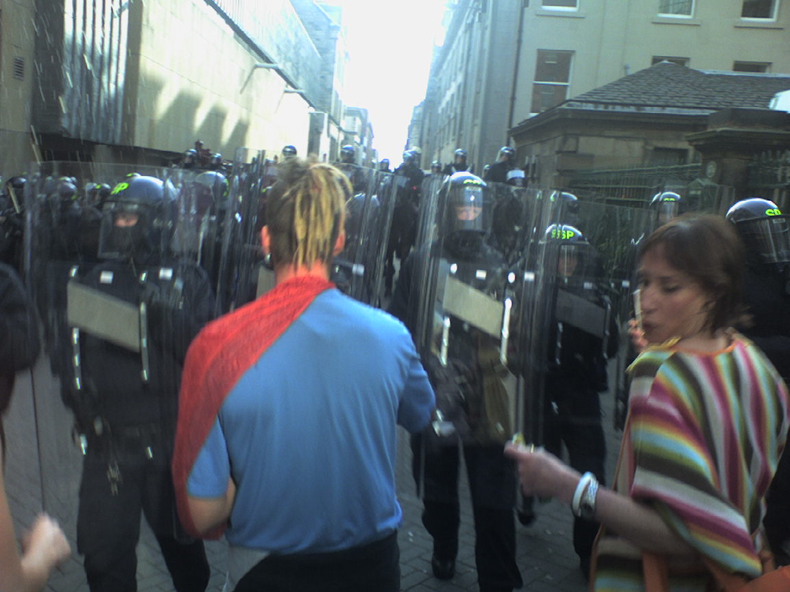 Riot cops charging people on rose street. 6:20pm